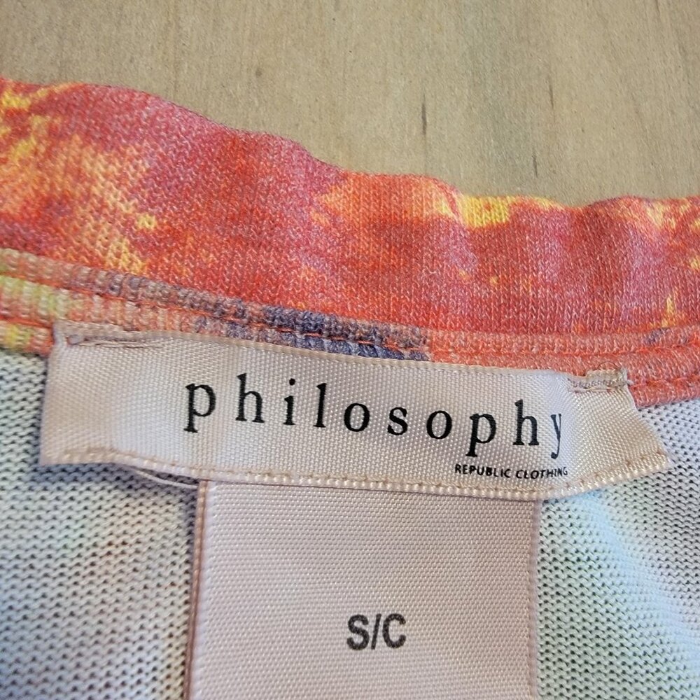 Philosophy Tunic Sunrise Brushstroke Long Sleeve‎ Knit Shirt Oversize Small 3615 - Picture 3 of 9